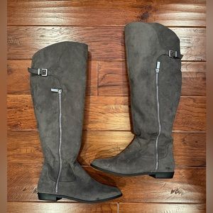 Express Gray Knee-high Suede Boots
